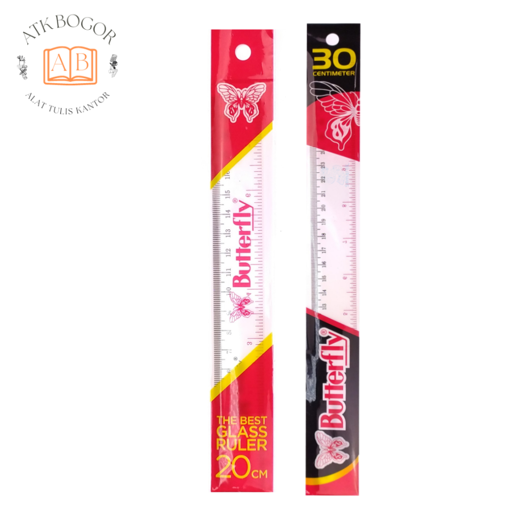 Jual Penggaris Plastik Transparan Butterfly The Best Glass Ruler 20 / ...