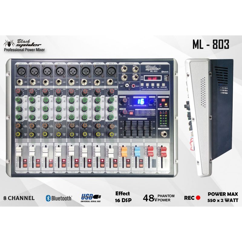Jual Power mixer black spider ml 803 mixer blackspider ml803 8 channel