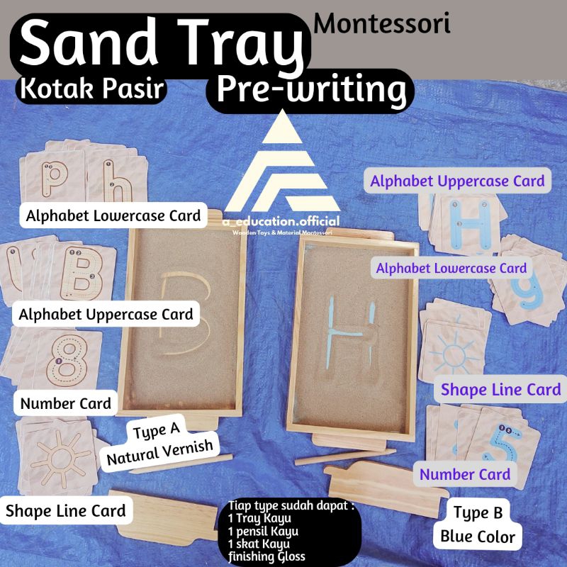 Jual Montessori Sand Tray 2 kg Sandtray Montessori Full Set tracing ...