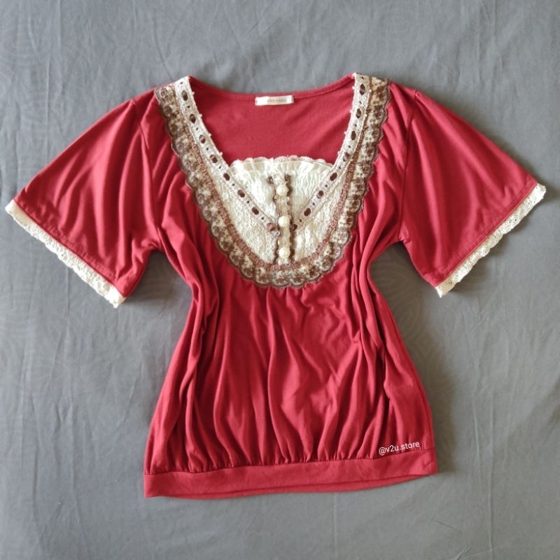 Jual Axes femme vintage lace top fairycore coquette cottagecore y2k