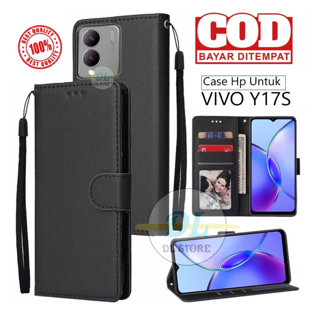 Jual FLIP CASE VIVO Y17S FLIP LEATHER CASE PREMIUM-FLIP WALLET