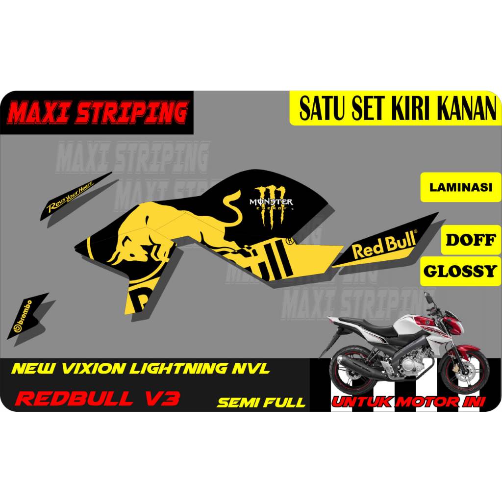 Jual Stiker Striping Decal Motor New Vixion Lightning Nvl Redbull Semifull V Shopee Indonesia