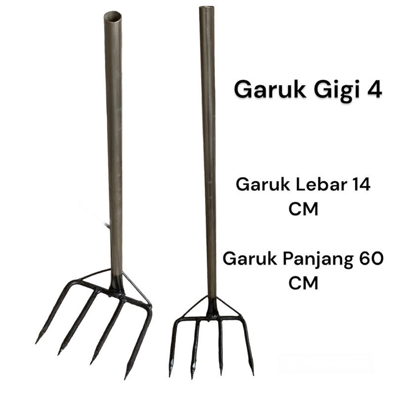 Jual Garuk Lebar Gagang Besi Gigi 4 Anti Copot Cangkul Garuk Pacul ...