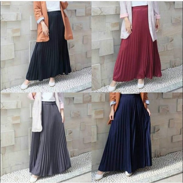 Jual Rok Prisket Import Premium Super Lebar Rok Plisket Jumbo Rok Plisket Mewah Tebal 7585