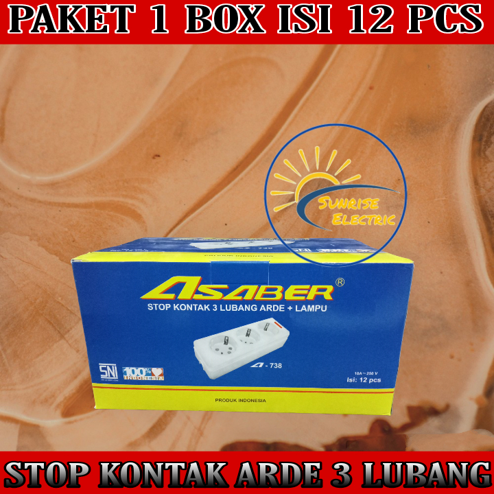 Jual Paket 1 Box isi 12 Pcs Stop Kontak Arde 3 Lubang dan 4 Lubang ...