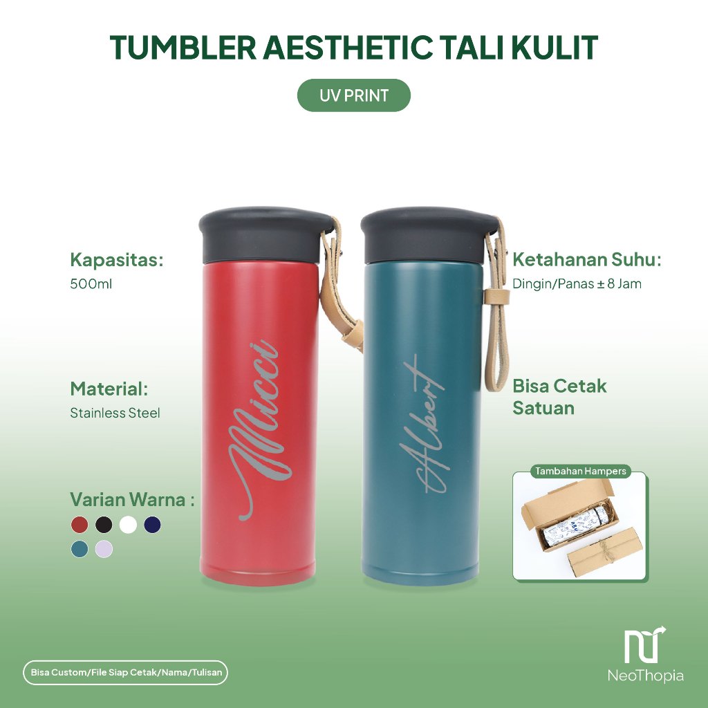 Jual Tumbler Custom Tali Kulit Cetak Grafircetak Namalogobotol Minumhadiahbotol Unikbotol 4920