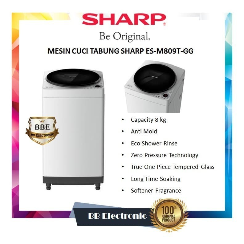 Jual MESIN CUCI SATU TABUNG SHARP ES-M809T-GG | Shopee Indonesia