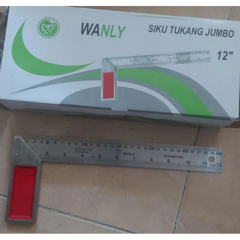 Jual SIKU TUKANG 12 INCHI JUMBO TEBAL WANLY (30CM) / SIKU PENGGARIS ...