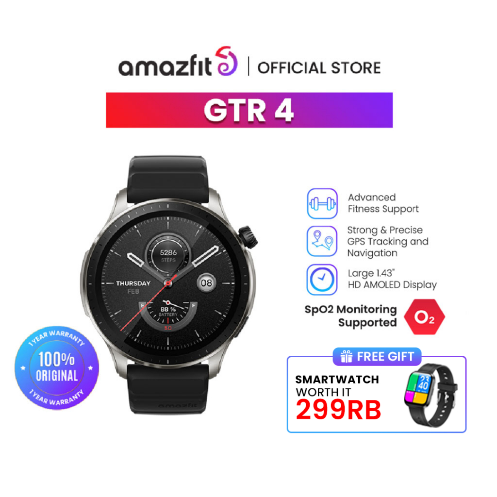 Jual Amazfit Official GTR 4 Smart Watch Fitness Tracker With Dual-Band ...