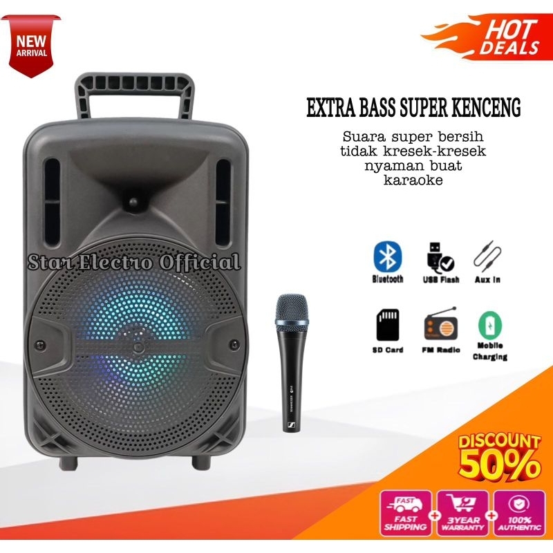 Jual Speaker Aktif Bluetooth Karaoke Gratis Mic Extra Bass/Salon Aktif