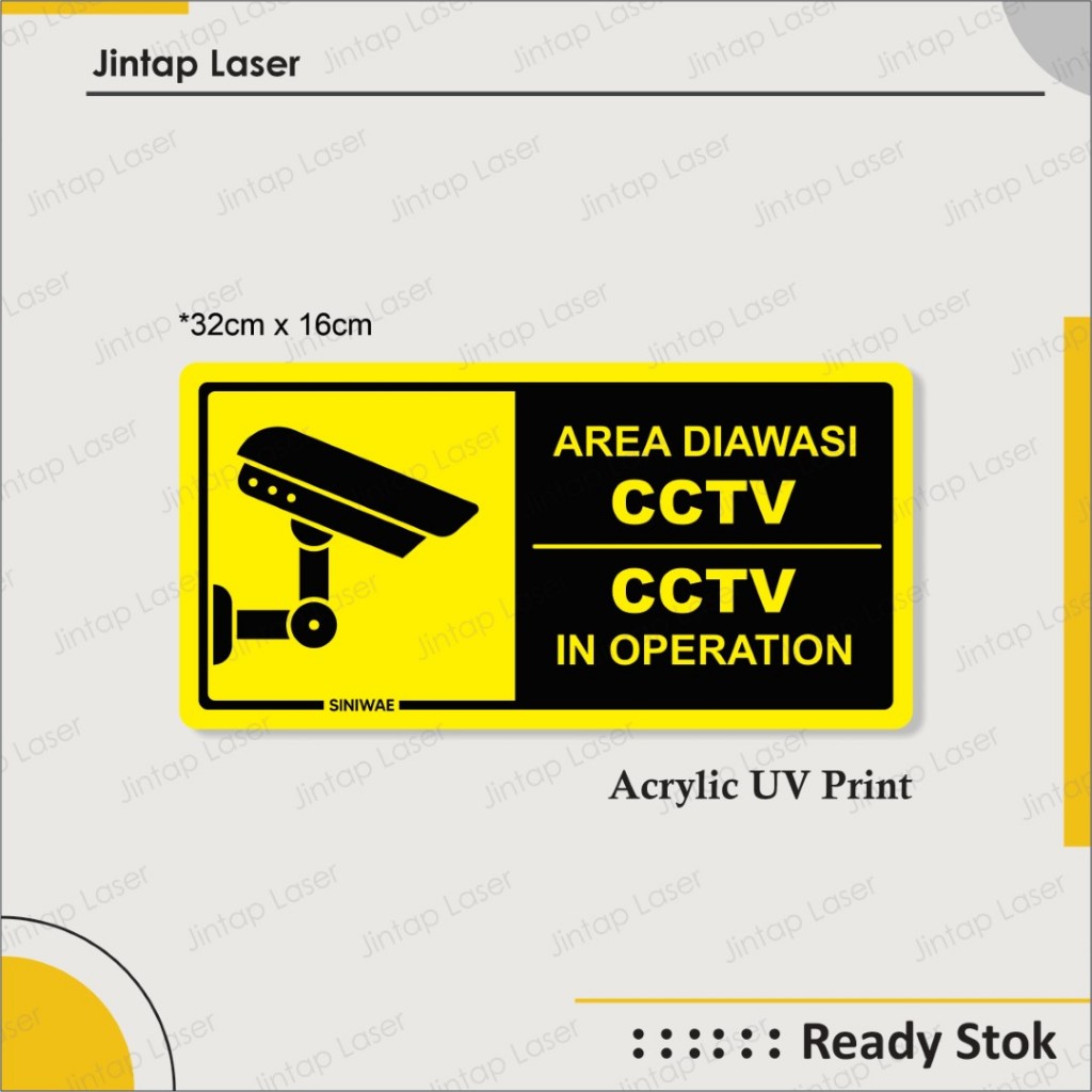 Jual Label Akrilik Area Diawasi CCTV / CCTV In Operation Acrylic Sign ...