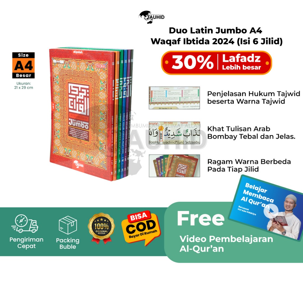 Jual Mushaf Al Madrasah Duo Latin Jumbo A4 Paket Box Isi 6 Jilid Al ...