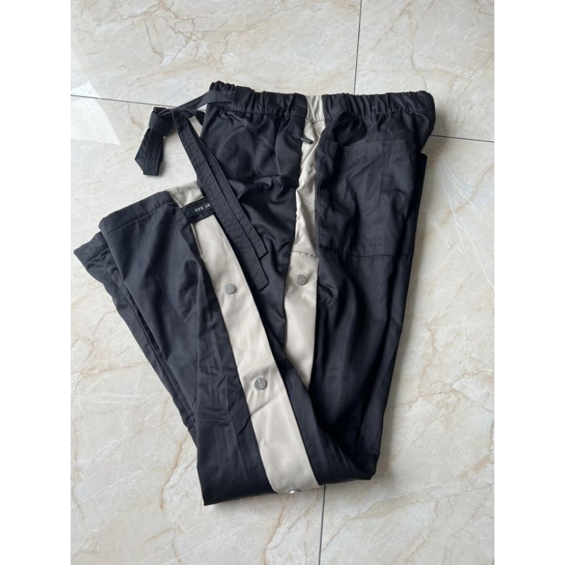 Fear of God Black Nylon Striped Baggy Tearaway Pants