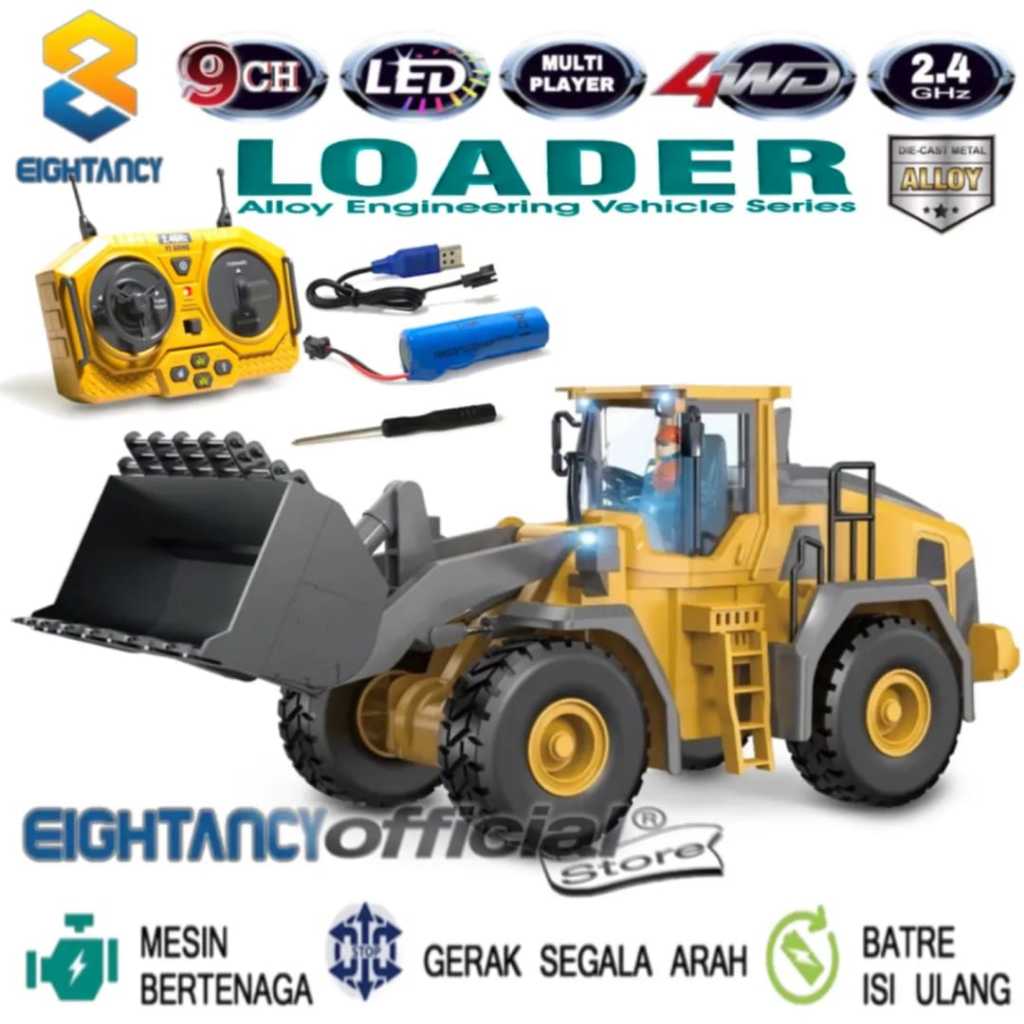 Jual 8T Rc Truck Loader Mobil Remote Control 2.4ghz Metal Alloy 9Chanel ...