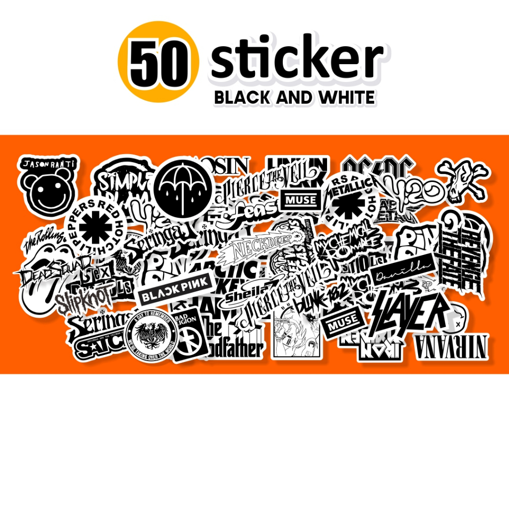 Jual STICKER CASE BLACK AND WHITE ISI 108 105 50 PCS RANDOM APPAREL