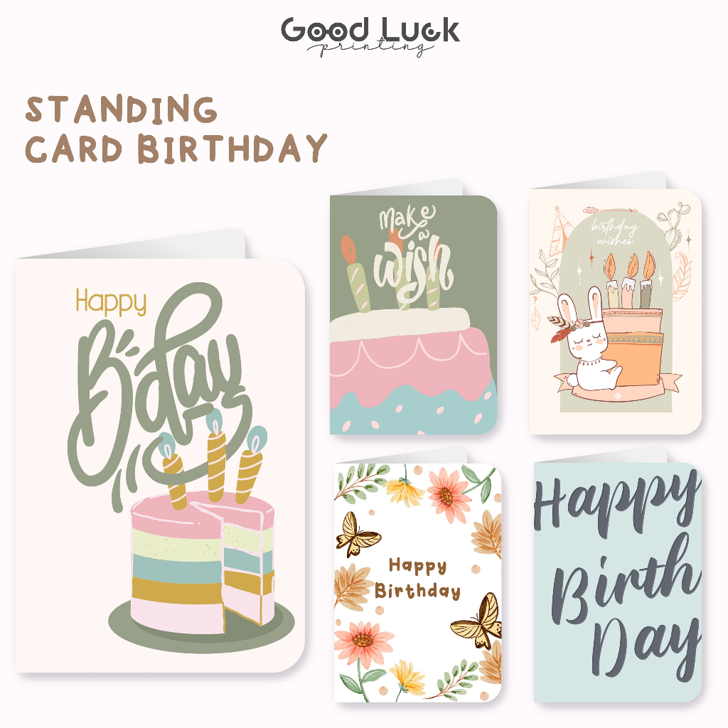 Jual Kartu Ucapan Lipat Greeting Card Happy Birthday Thank You Love Birthday Kartu Ucapan 7265