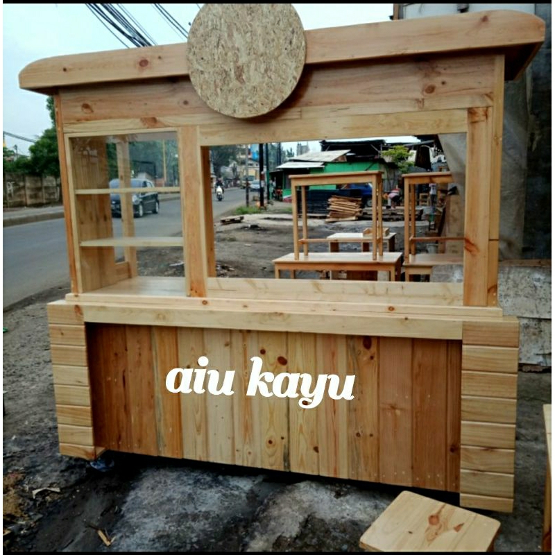 Jual Booth Gerobak Kayu Jati Belanda Minimalis Modern Terbaru Shopee