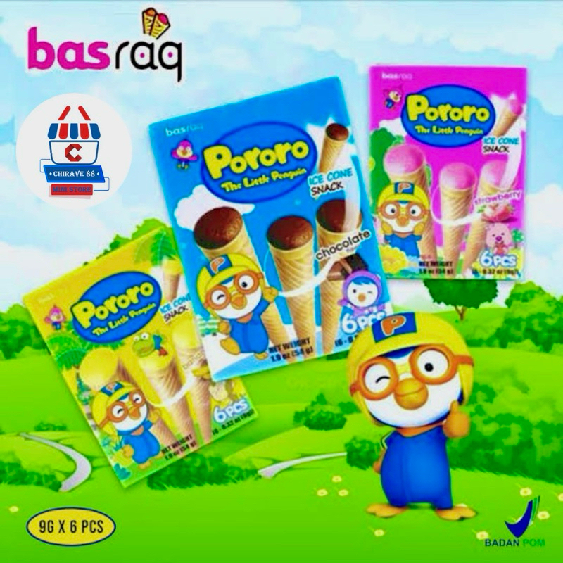 Jual Basraq Pororo The Little Pengiun - Ice Cone Snack - Wafer Bentuk ...