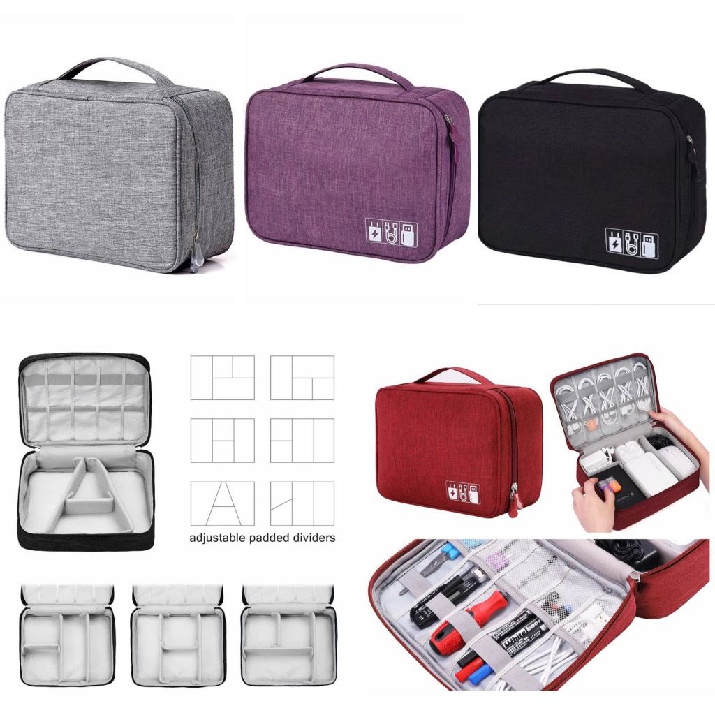 Organizer Bag Tas Kabel Gadget Digital Travel Pouch Bag Cable Pouch Tas  Gadget Kabel Sekat Travel Gadget Organizer Layer Multifungsi