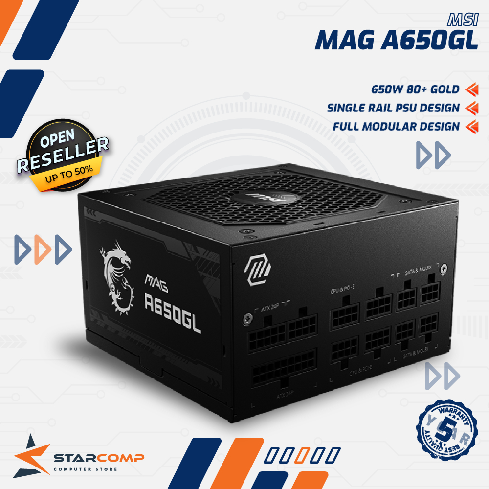 Jual MSI MAG A650GL PSU 650Watt 80+ Gold Full Modular Power Supply