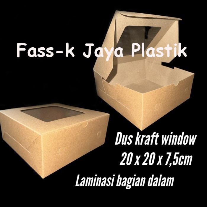 Jual LAMINASI Box Kraft Window 20 x 20 x 7 Kotak Nasi Roti Hampers Dus ...