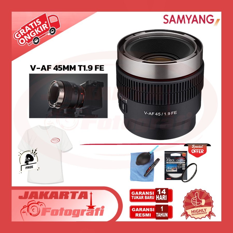 Objectif Samyang V-AF 45mm T1.9 FE Pour Sony E - Autofocus Vidéo, Support 8K, Lampe Tally, Compatible Anamorphique