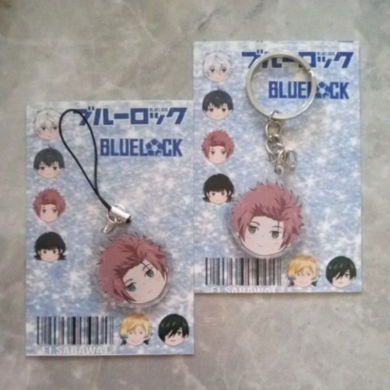 Jual blue lock anime nagi shidou chigiri keychains and phone strap blue ...