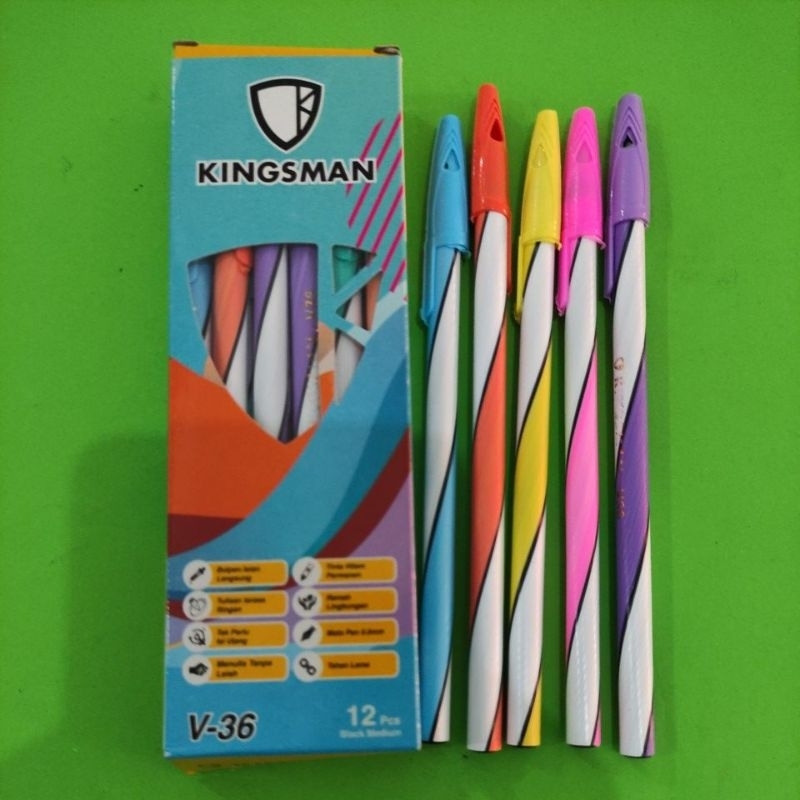 Jual Balpoint Pulpen Lilin Kingsman V-36 Per Pak isi 12 pcs | Shopee ...