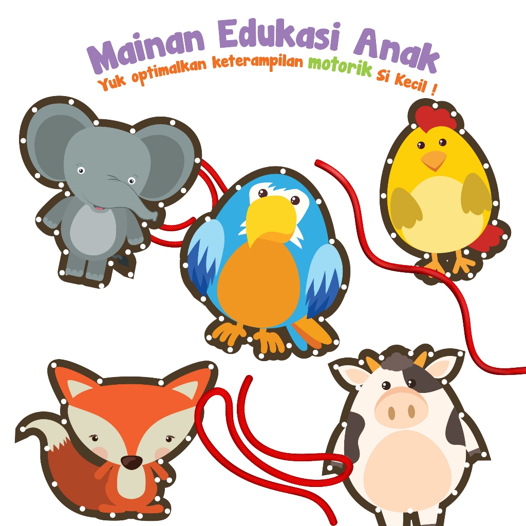 Jual Mainan edukasi anak menjahit meronce menggunakan tali sensory play ...