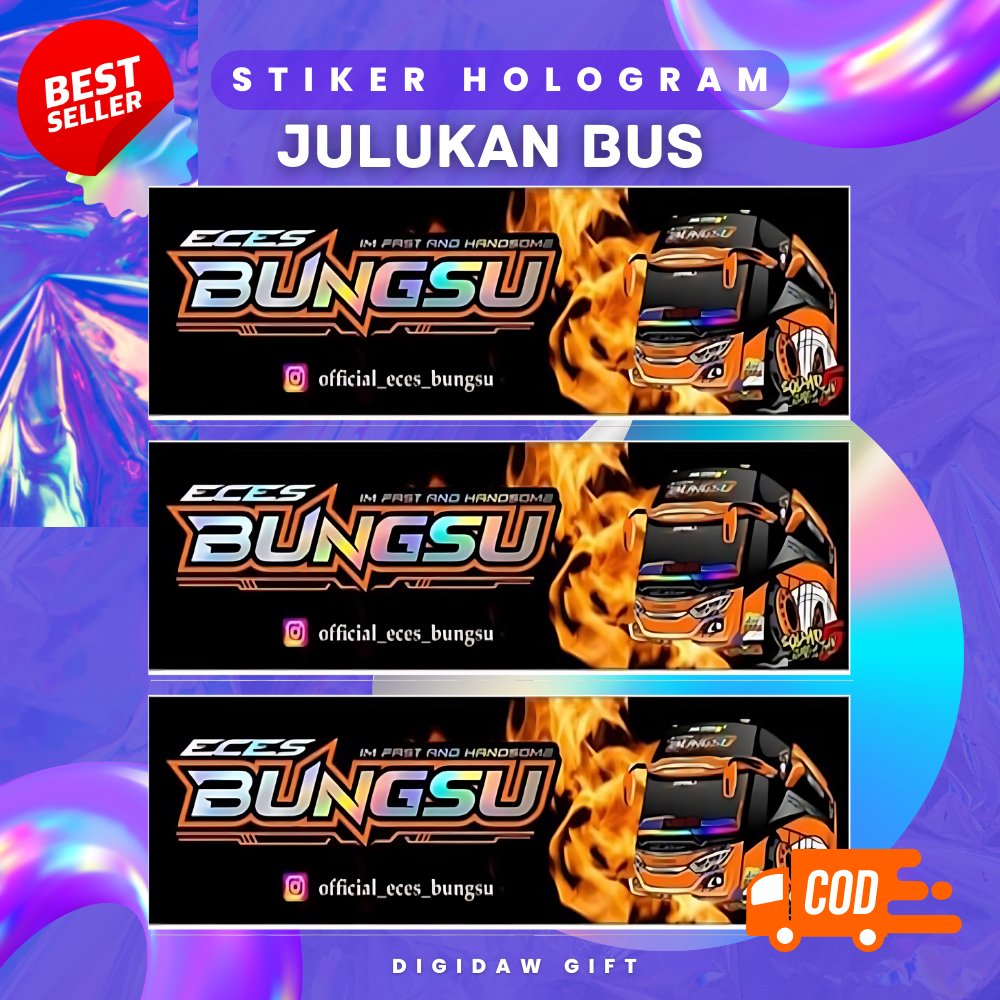 Jual [PROMO] 18 PCS STIKER BUS TELOLET PANJANG HOLOGRAM | STIKER BUS ...