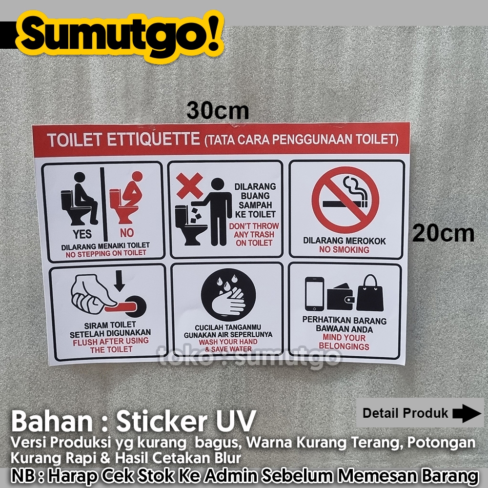 Jual Promo Barang Reject Stiker Toilet Ettiquette Etika Tata Cara