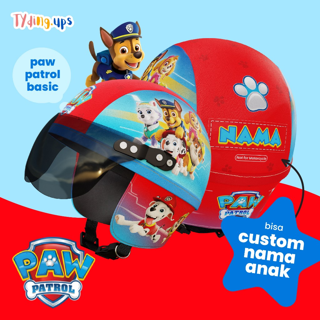 Jual HELM ANAK CUSTOM NAMA KARAKTER PAW PATROL UNTUK USIA 1 2 3 4