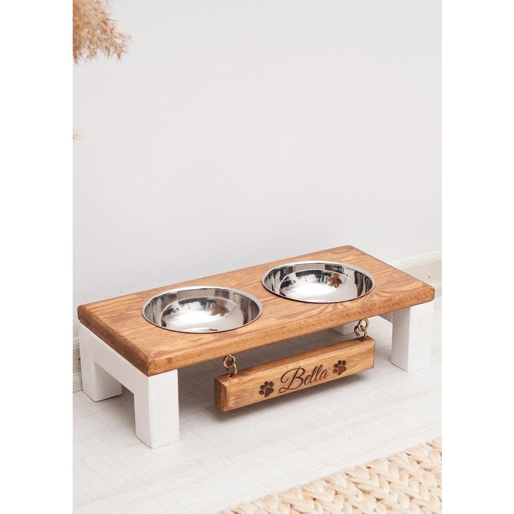 Jual Tempat Makan Kucing Kayu Custom Nama | Shopee Indonesia