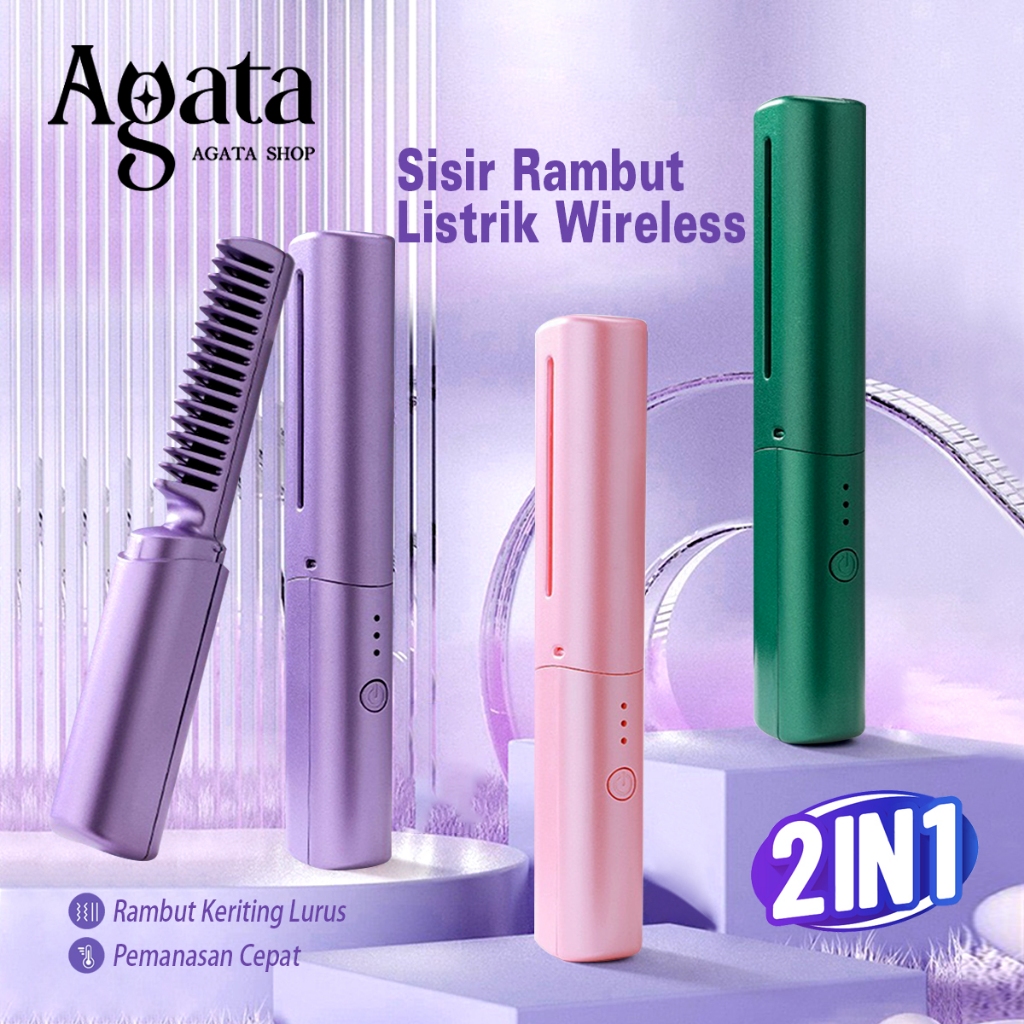 Jual Sisir Pelurus Rambut Listrik 2 In 1 Pelurus Rambut Isi Ulang ...