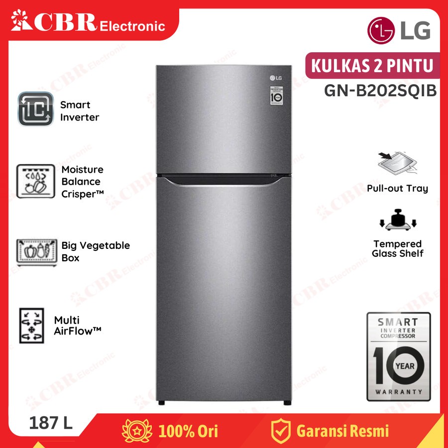 Jual Kulkas LG 2 Pintu GN-B202SQIB (187L / Inverter) | Shopee Indonesia