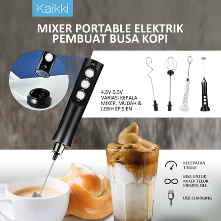 KAIKKI electric milk frother 3 kepala pengocok