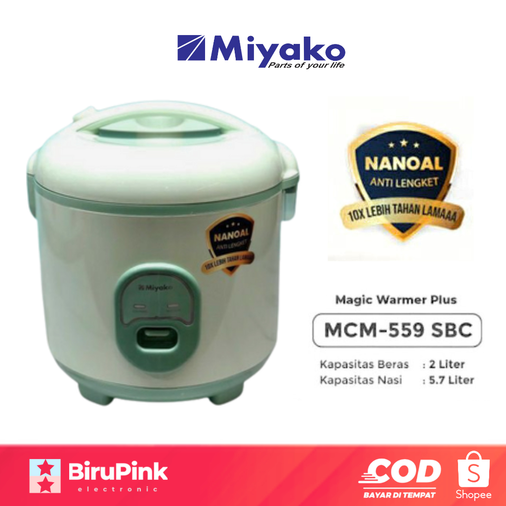Jual Rice Cooker Miyako 2 Liter MCM 559 SBC 3in1 Innerpot Nanoal Anti