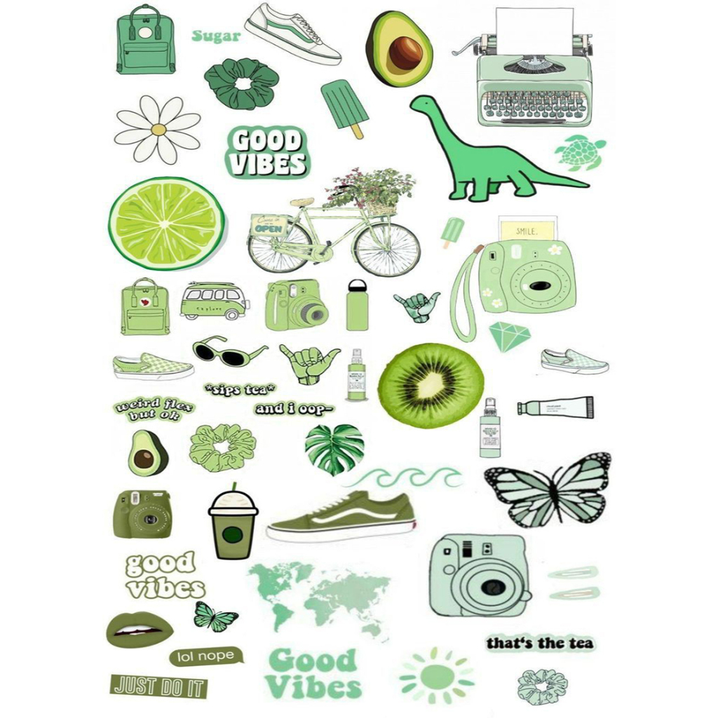 Jual Stiker Aesthetic Green Series Stiker Aesthetic Deco Planner Album ...