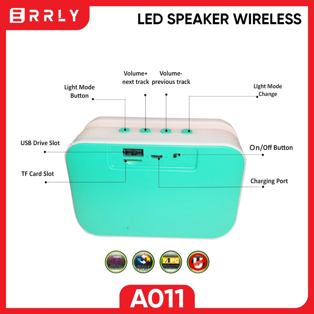 Jual News Speaker Bluetooth Wireless A011 Lampu Led RGB MegaBass With ...