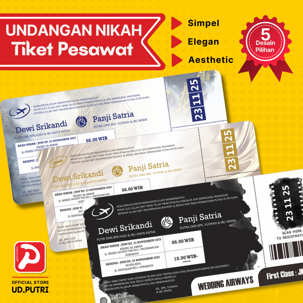 Jual UNDANGAN PERNIKAHAN BOARDING PASS/TIKET PESAWAT/SIMPEL DAN ELEGAN ...