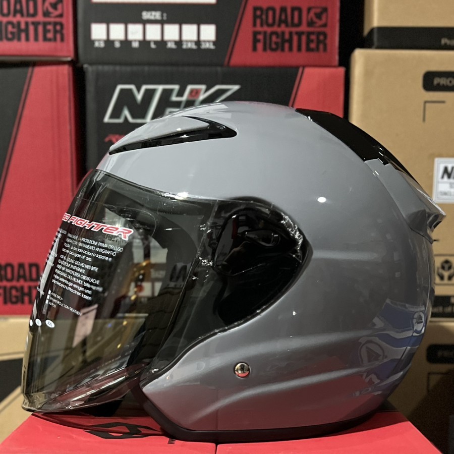 Jual HELM NHK R6 Type S SV Light Smoke Solid Dim Grey HELM HALF FACE ...