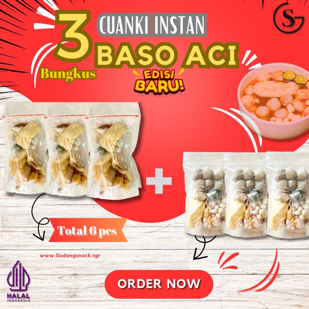 Jual 3 Cuanki Instan Mix 3 Baso Aci Original Paket 6 Boci Food Pedas