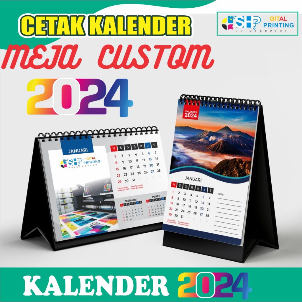 Jual Cetak Kalender Meja Kalender Duduk Custom Glossy/Doff Ukuran A5