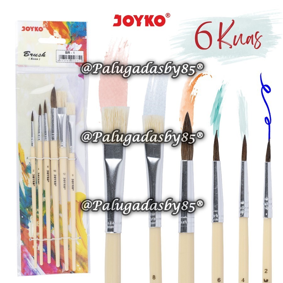 Jual 1 Set Kuas Cat Air Joyko Br 1 Br 5 Br 8 Br 16 Brush Kuas Cat Air Lukis Acrylic Joyko 9956