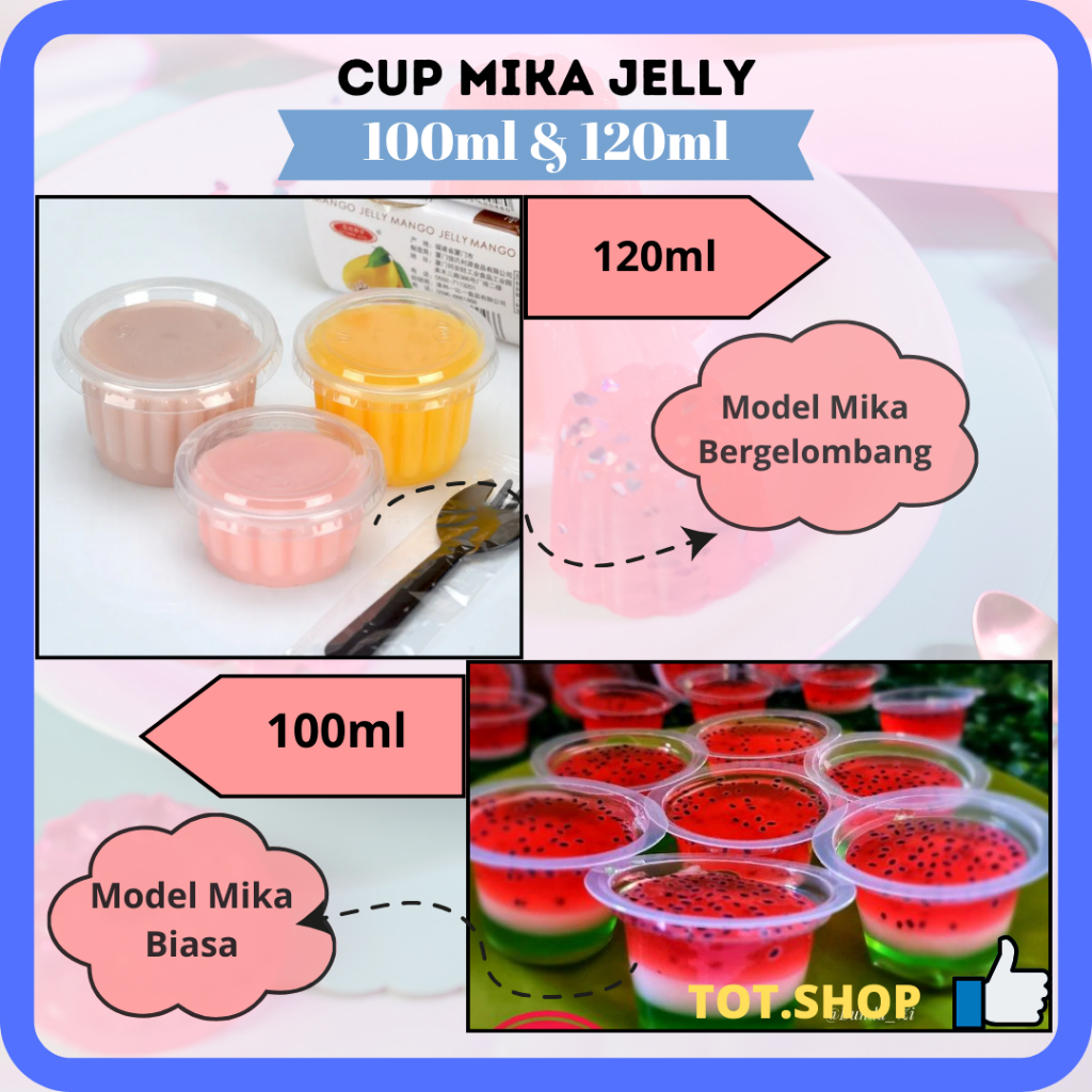 Jual [isi 50pcs] Cup Mika Jelly Tutup Gelas Plastik Jeli Mini 100 Ml