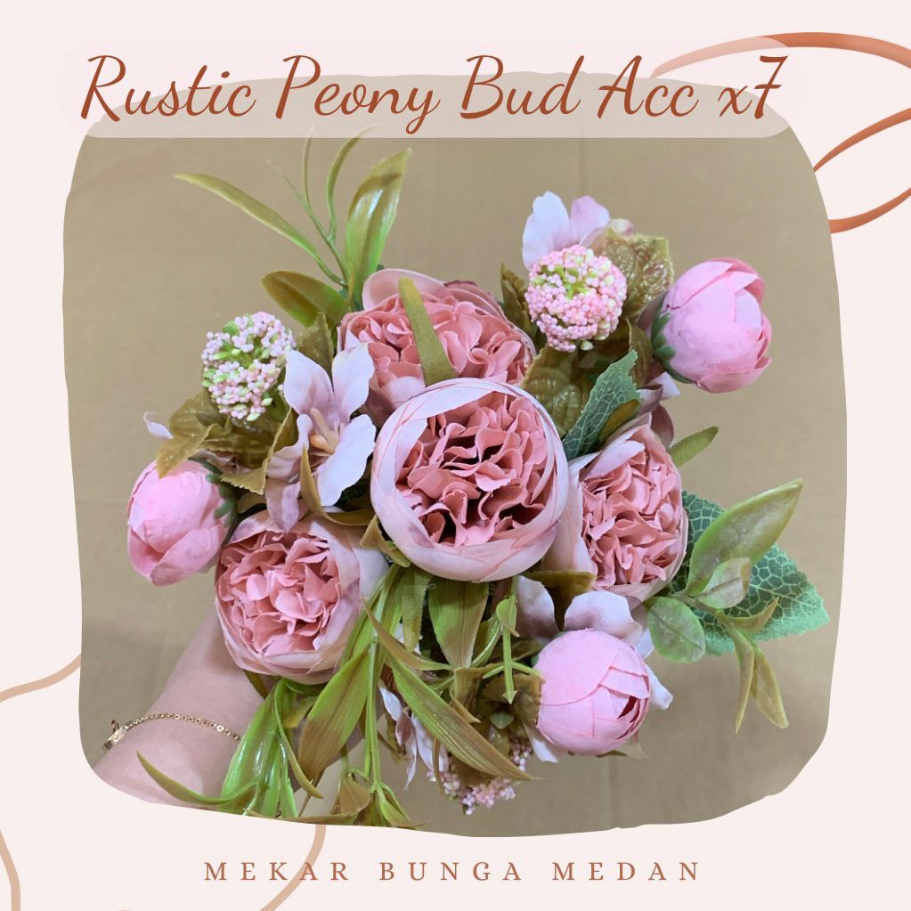 Jual JB 10 (8 WARNA) Bunga Artifisial Rustic Peony Bud ACC x7 Kuntum ...