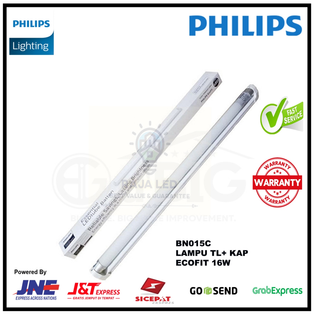 Jual Lampu Philips TL Led Ecofit + Kap T8 16w / 120cm PUtih BN015C ...