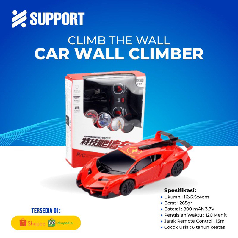 Jual CAR WALL CLIMBER RC Mobil Bisa Jalan di Dinding Mainan Remote