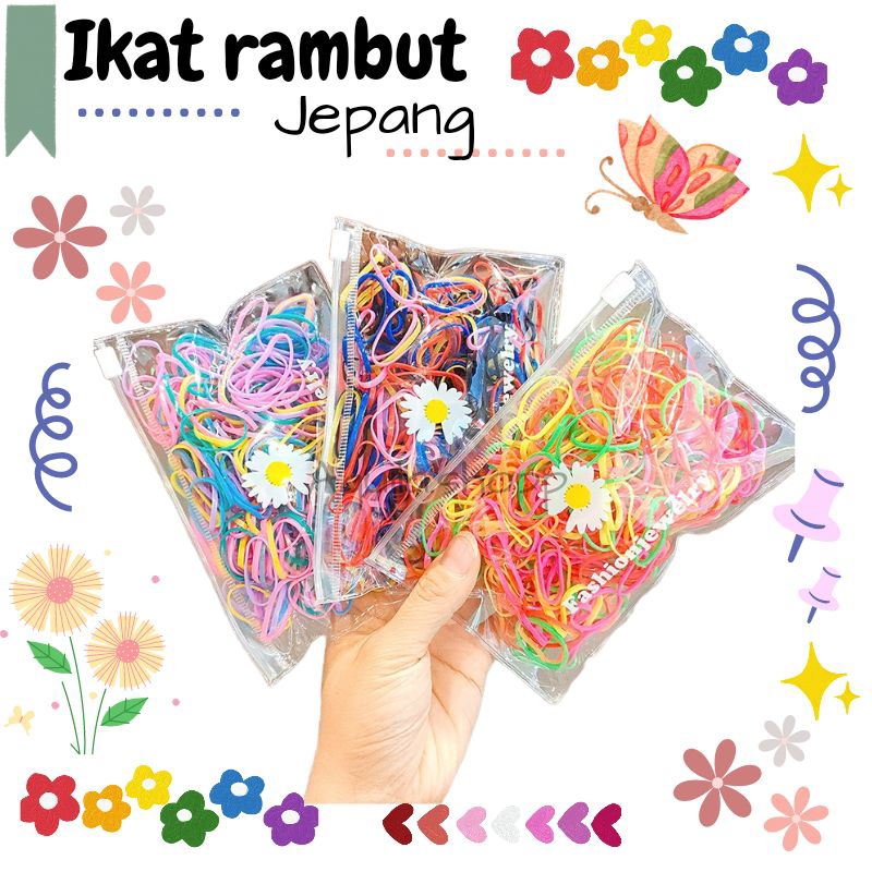 Jual IKAT RAMBUT WARNA WARNI / KARET RAMBUT SEHARI ISI 500pcs + FREE ...