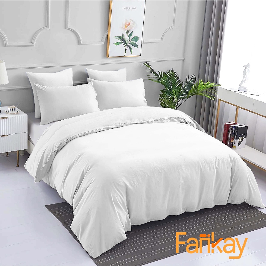 Jual Bed Cover Set Sprei Polos Putih Ukuran Lengkap 180x200/160x200